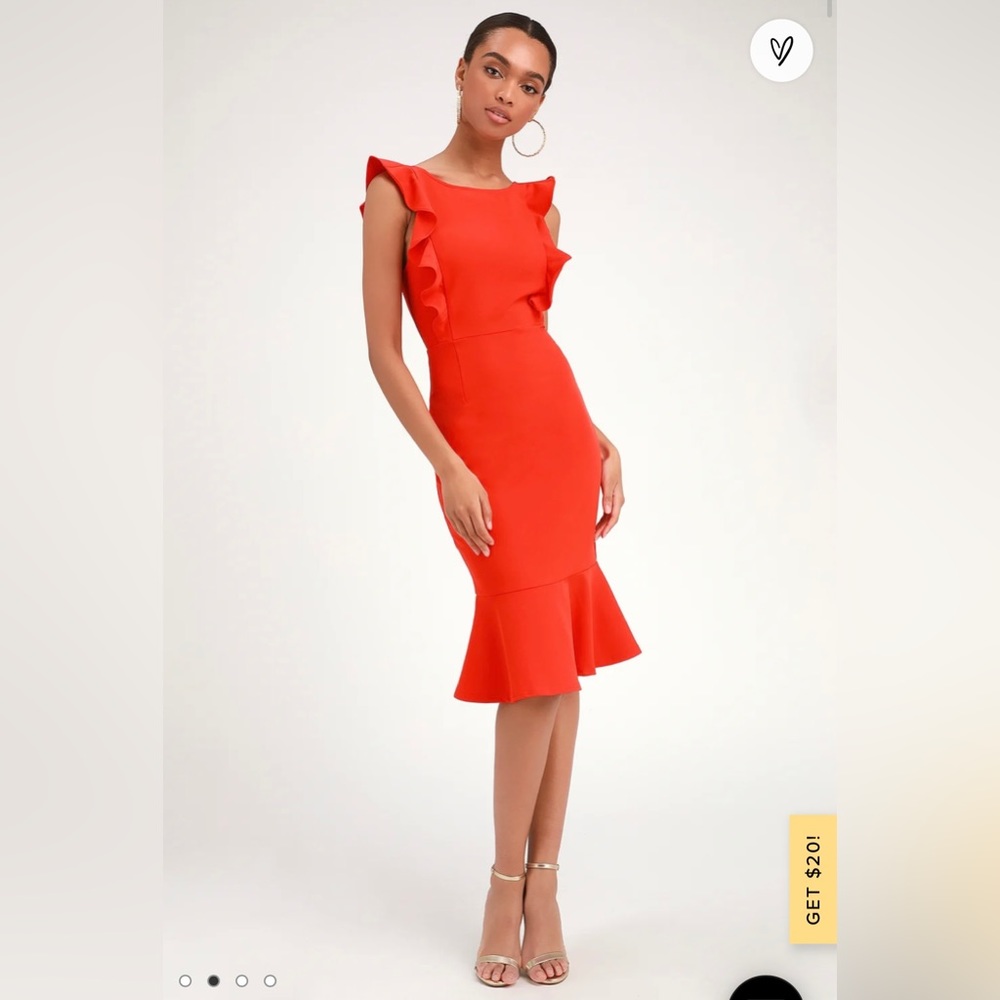 Coral Orange (Red) Bodycon MIDI dress